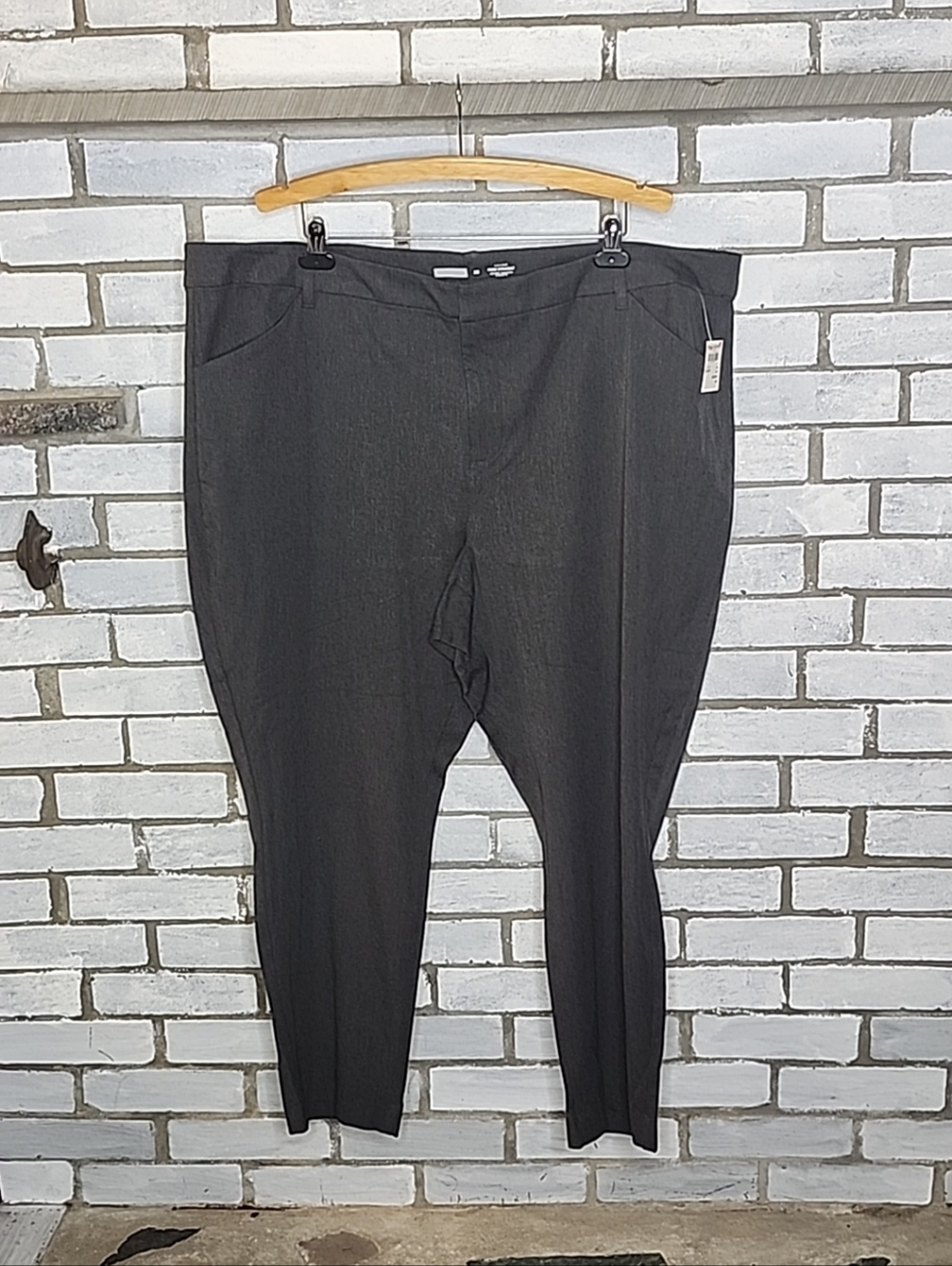 • New Old Navy High-Rise Pixie Straight Pants Plus Size 26 Grey Cotton Blend
